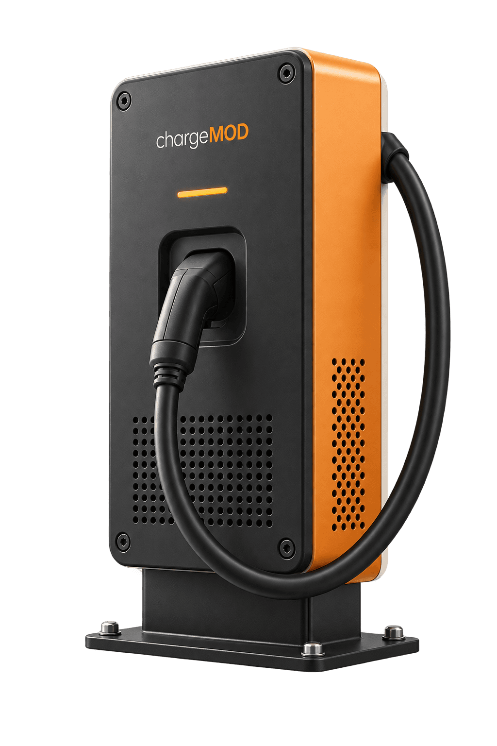 Illustrative DC for 2-wheelers charger in ivory, graphite and orange