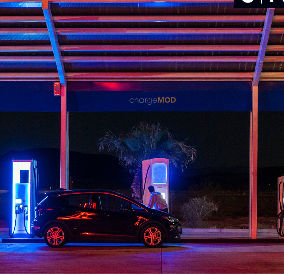 Electric vehicle charging station with chargeMOD's fast charging technology