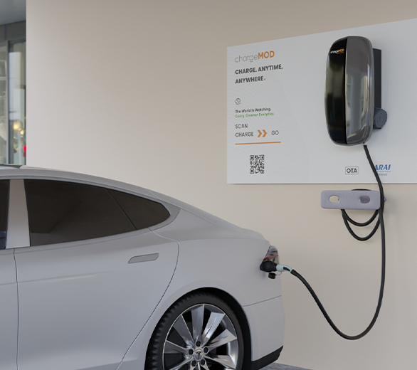 Electric vehicle charging station with chargeMOD's fast charging technology